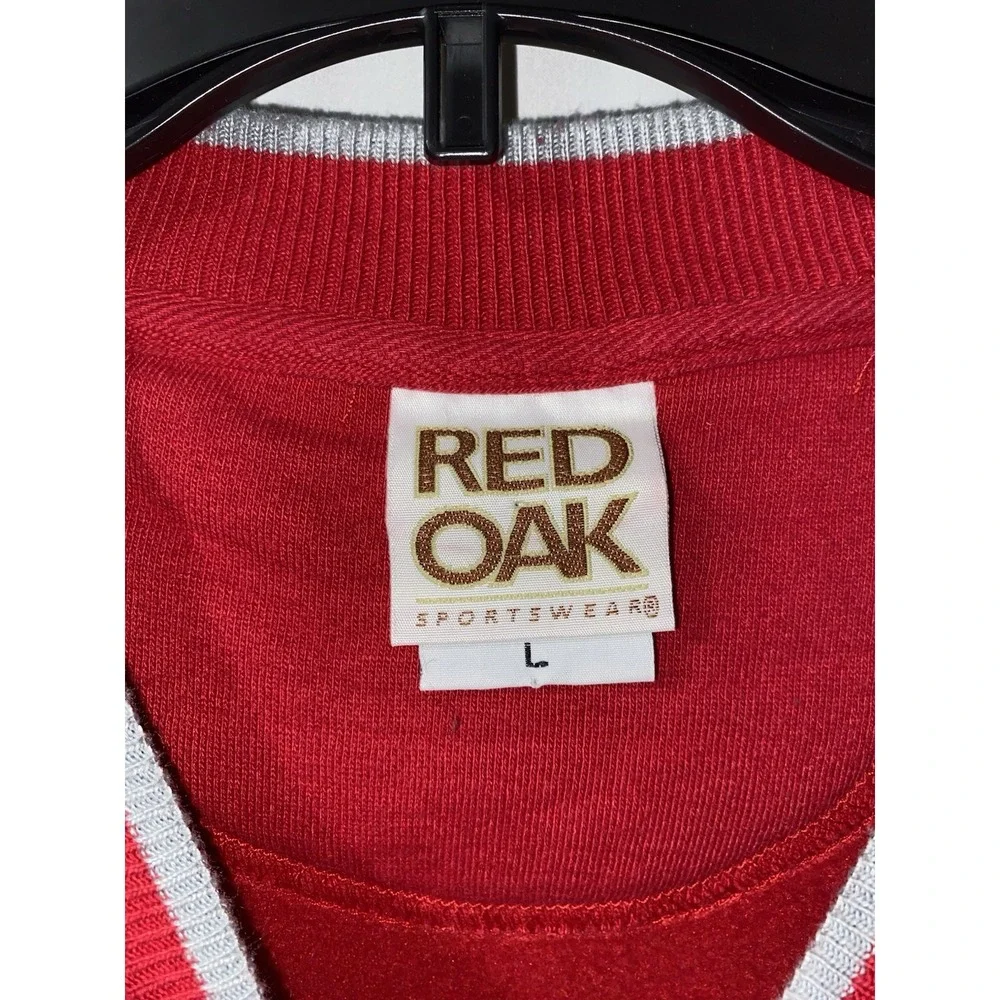 Vtg Ohio‎ State Buckeyes Embroidered Sweatshirt Red Oak Size Large